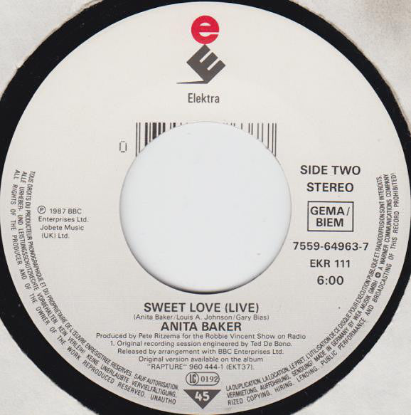 Anita Baker : Talk To Me  (7", Single)