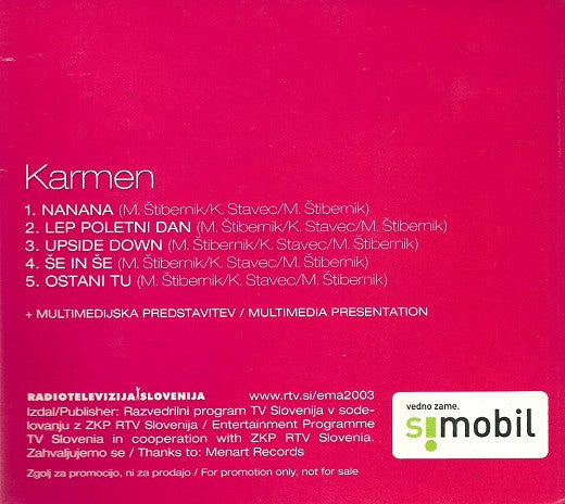 Karmen Stavec : Nanana (CD, Single, Promo)