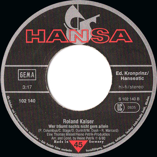 Roland Kaiser : Santa Maria (7", Single)