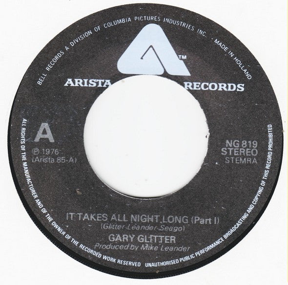 Gary Glitter : It Takes All Night Long (7", Single)