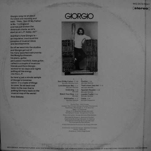 Giorgio Moroder : Giorgio - Including Son Of My Father (LP, Album)