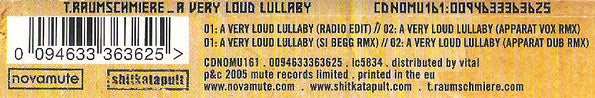 T.Raumschmiere Feat. Sandra Nasic : A Very Loud Lullaby (CD, Maxi)