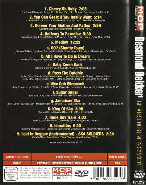Desmond Dekker : Greatest Hits Live In Concert (DVD-V)