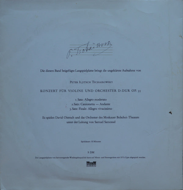 Pyotr Ilyich Tchaikovsky : Peter Iljitsch Tschaikowsky In 5 Folgen · Band V (10", Mono)