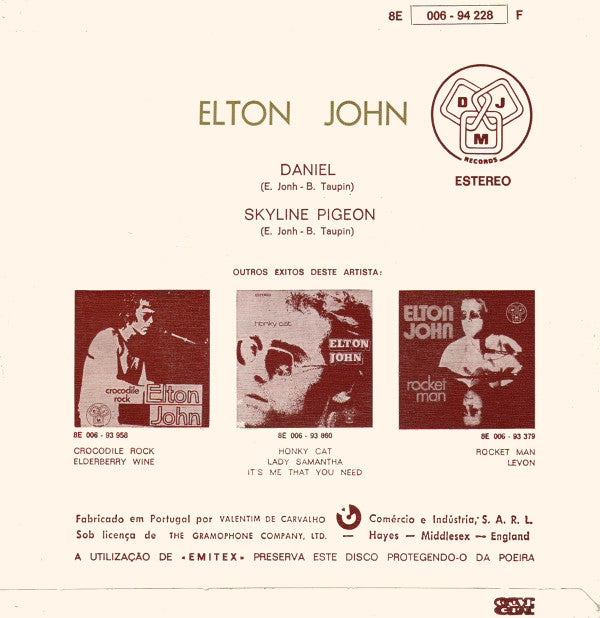 Elton John : Daniel (7", Single)