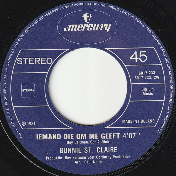 Bonnie St. Claire : Vlieg Nooit Te Hoog (7", Single)