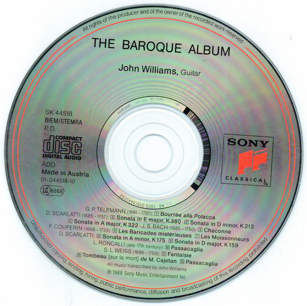 John Williams (7) : The Baroque Album (CD, Album, RE)