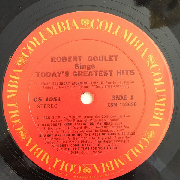 Robert Goulet : Robert Goulet Sings Today's Greatest Hits (LP, Album, RE)