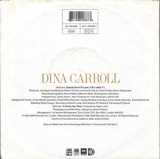 Dina Carroll : Special Kind Of Love (7", Single)