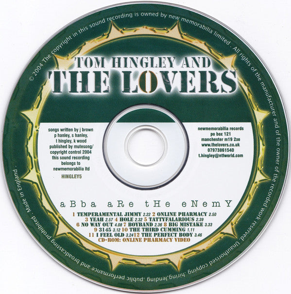 Tom Hingley And The Lovers (2) : Abba Are The Enemy (CD, Album, Enh)