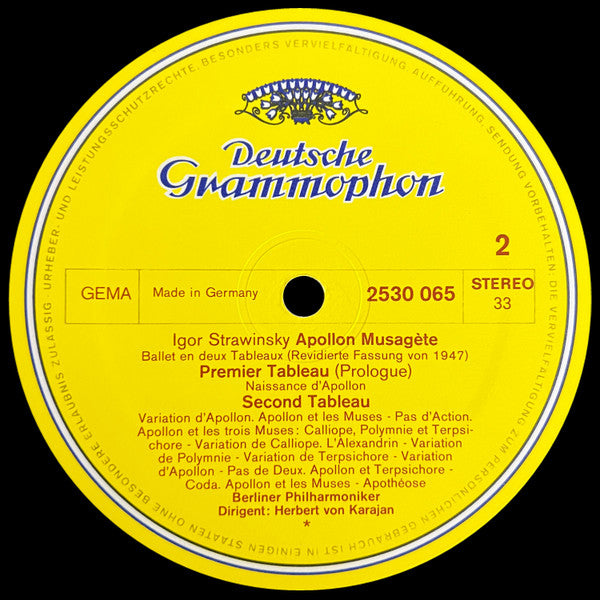 Igor Stravinsky / Béla Bartók - Berliner Philharmoniker • Herbert von Karajan : Apollon Musagète / Musik Für Saiteninstrumente, Schlagzeug & Celesta (LP)