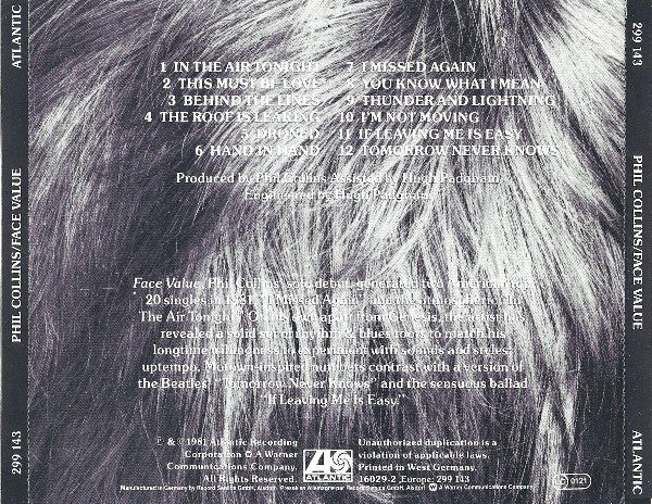 Phil Collins : Face Value (CD, Album, RE)