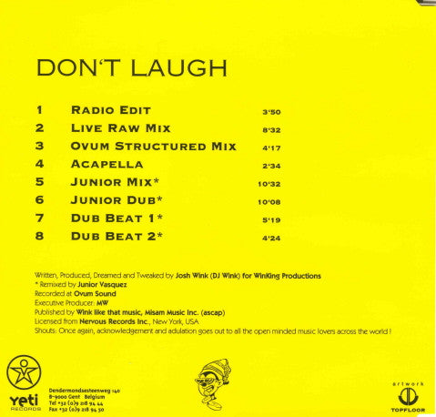 Josh Wink : Don't Laugh (CD, Maxi)