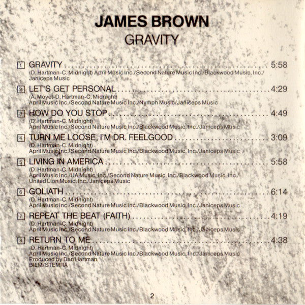 James Brown : Gravity (CD, Album)