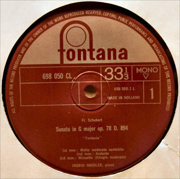 Franz Schubert - Ingrid Haebler : Sonate G-dur Op. 78 "Fantasia" / Moments Musicaux Op. 94 Nr. 1, 2, 3 Und 6 (LP, Album, Mono, RP)