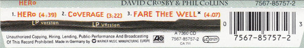 David Crosby & Phil Collins : Hero (CD, Maxi)