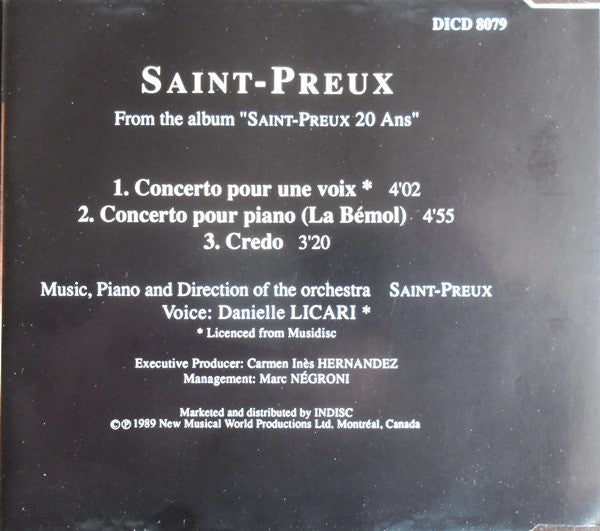 Saint-Preux : Concerto Pour Une Voix (CD, Single, RE)