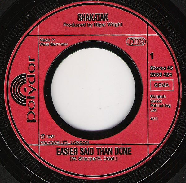 Shakatak : Easier Said Than Done (7", Single)