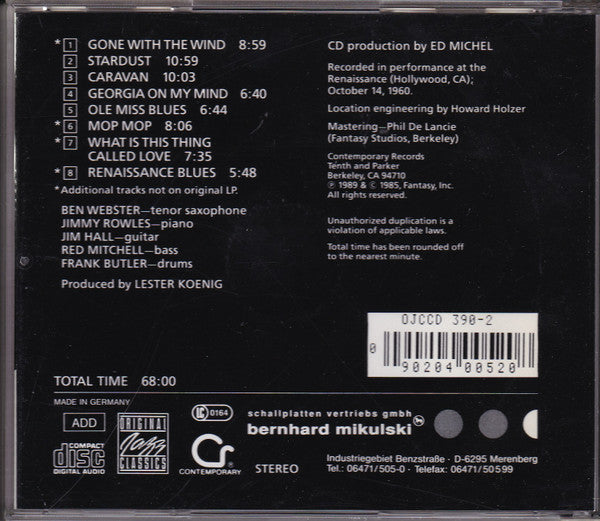Ben Webster : At The Renaissance (CD, Album, RE, RM)