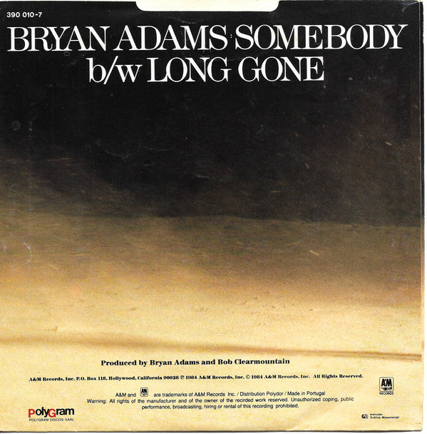 Bryan Adams : Somebody (7", Single)
