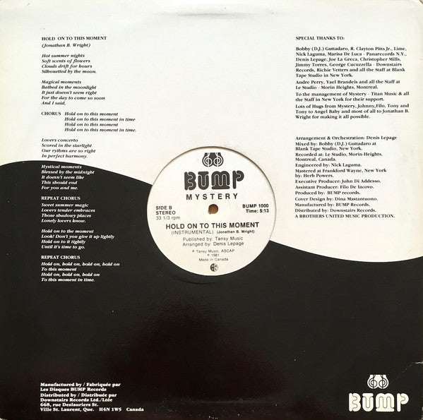 Mystery (2) : Hold On To This Moment (12", Maxi)