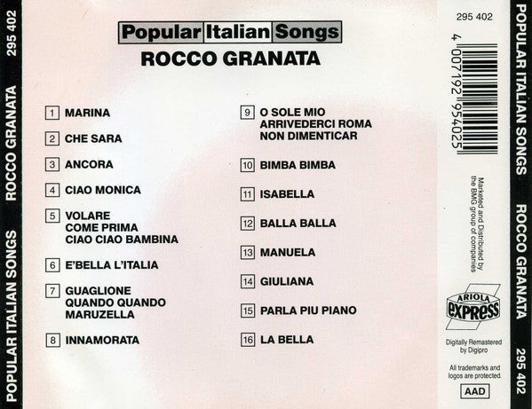 Rocco Granata : Popular Italian Songs (CD, Comp)