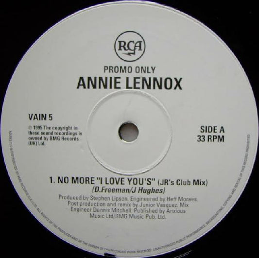 Annie Lennox : No More “I Love Youʼsˮ / Waiting In Vain / Train In Vain (12", Promo)