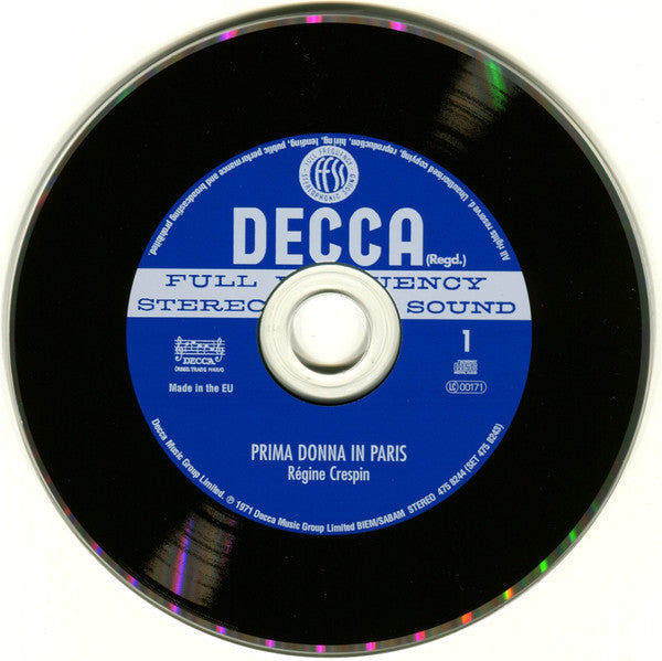 Régine Crespin - L'Orchestre De La Suisse Romande / Alain Lombard, Wiener Volksopernorchester / Georges Sebastian : Prima Donna In Paris (2xCD, RE, RM)