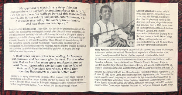 Nikhil Banerjee : Live Berkeley 1982: Rag Misra Kafi (CD)