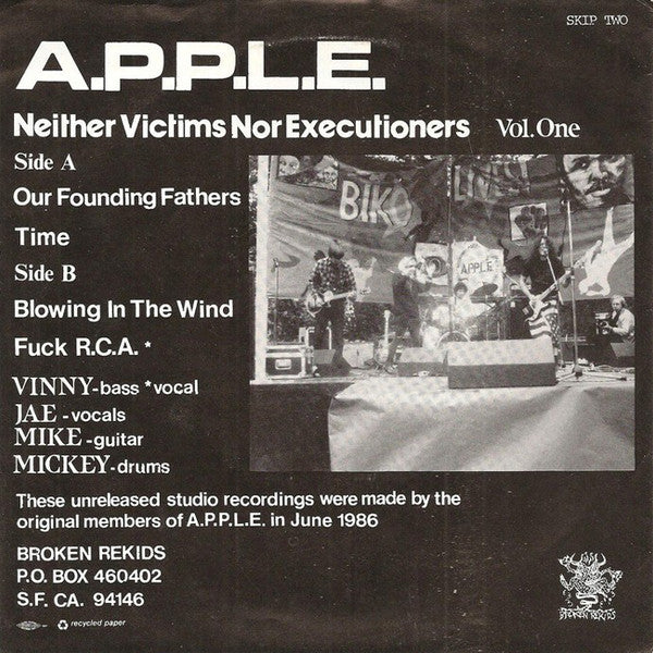 A.P.P.L.E. : Neither Victims Nor Executioners (Vol. One) (7", EP, Red)