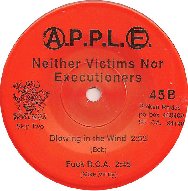 A.P.P.L.E. : Neither Victims Nor Executioners (Vol. One) (7", EP, Red)