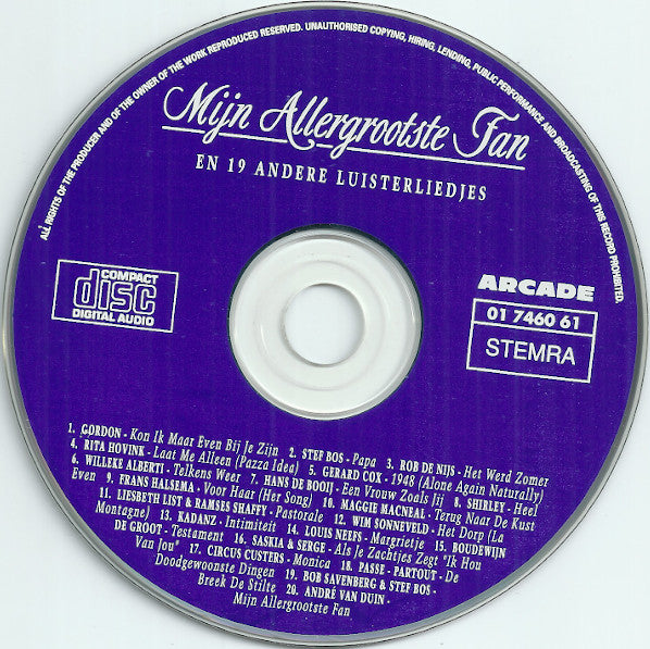 Various : Mijn Allergrootste Fan En 19 Andere Luisterliedjes (CD, Comp)