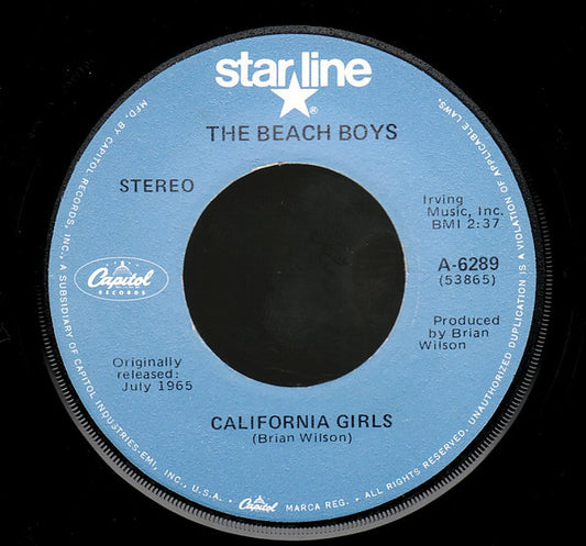 The Beach Boys : California Girls / Let Him Run Wild (7", Single, RE)