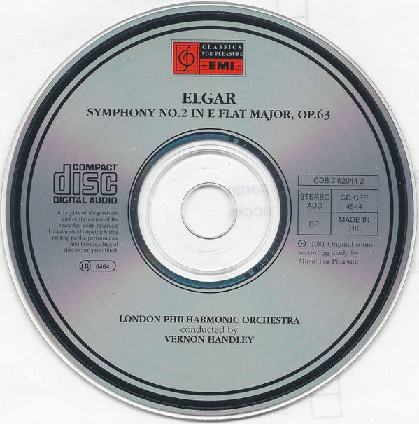 Sir Edward Elgar, London Philharmonic Orchestra, Vernon Handley : Symphony No. 2 In E Flat Major, Op.63 (CD, RE)