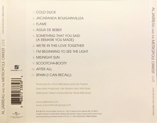 Al Jarreau And Metropole Orchestra Conducted By Vince Mendoza : Al Jarreau And The Metropole Orkest Live (CD, Album)