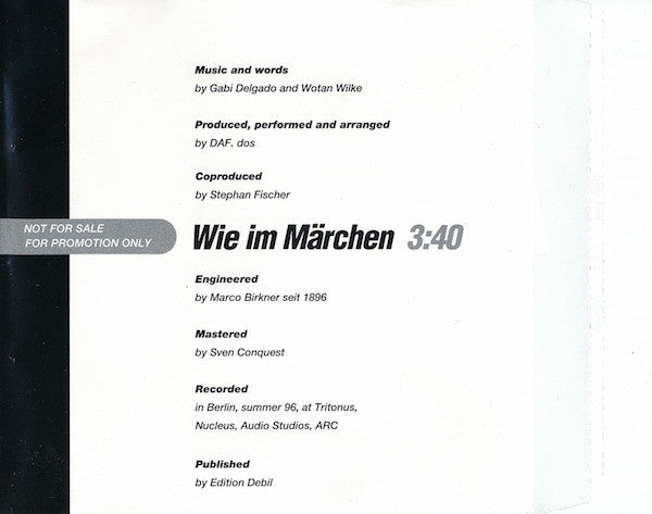 DAF / DOS : Wie Im Märchen (CD, Single, Promo)