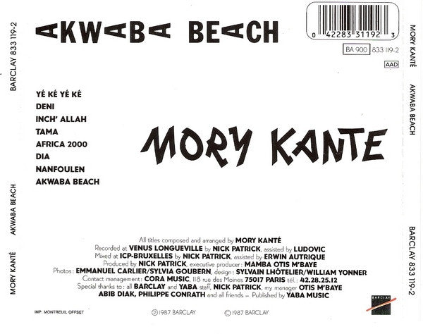Mory Kanté : Akwaba Beach (CD, Album)
