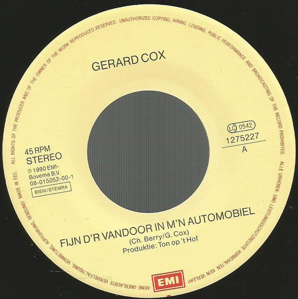 Gerard Cox : Fijn D'r Vandoor In M'n Automobiel (7", Single)