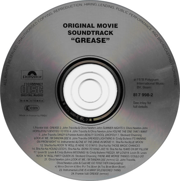Various : Grease (The Original Soundtrack From The Motion Picture) (CD, Album, RE, RP)