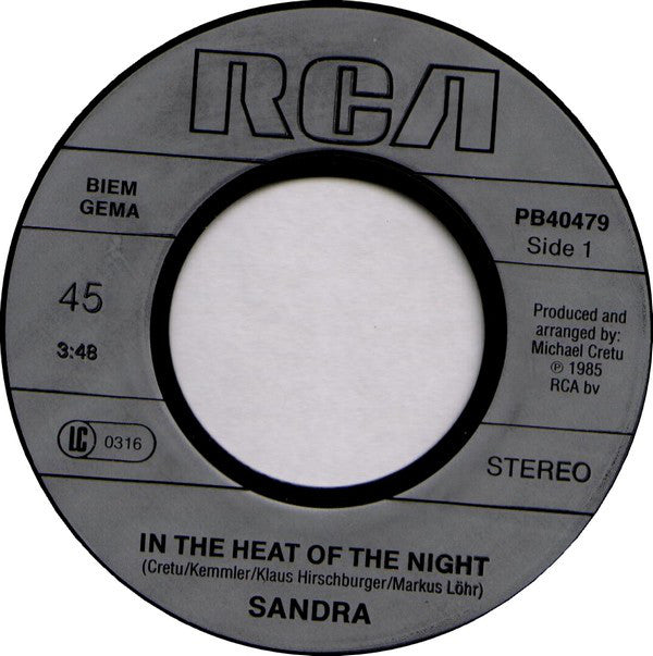 Sandra : In The Heat Of The Night (7", Single)