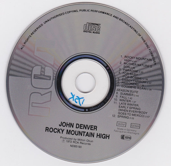 John Denver : Rocky Mountain High (CD, Album, RE)