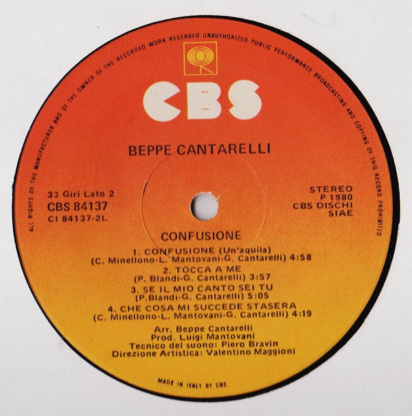 Beppe Cantarelli : Confusione (LP)
