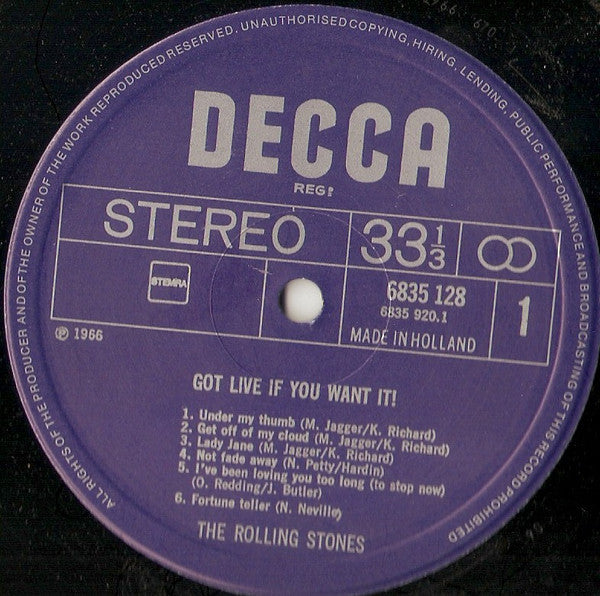 The Rolling Stones : Got Live If You Want It! (LP, Album, RE)