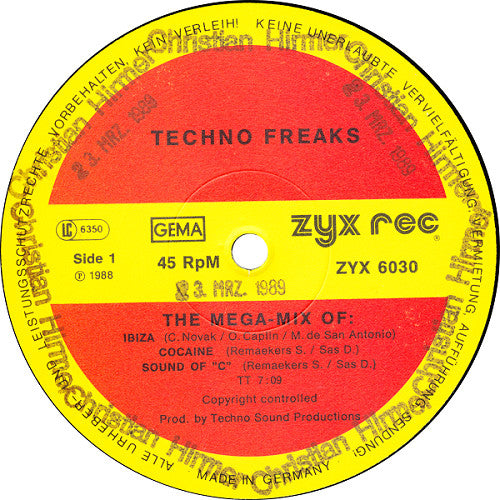 Techno Freaks : Megamix Of Ibiza Cocaine Sound Of C. (12", Maxi, Mixed)