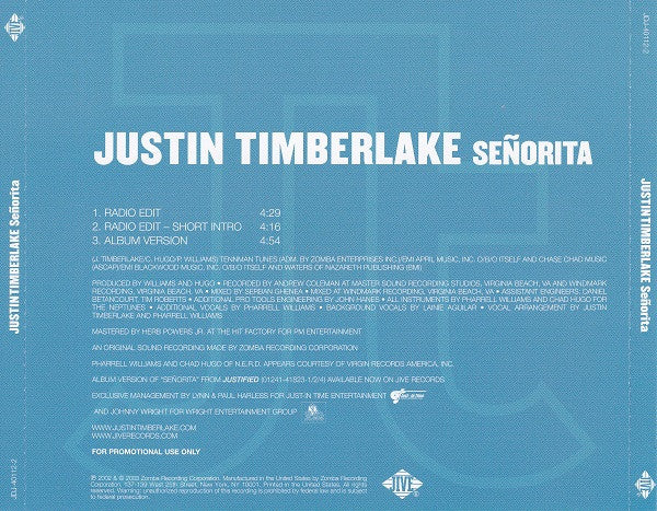 Justin Timberlake : Señorita (CD, Single, Promo)