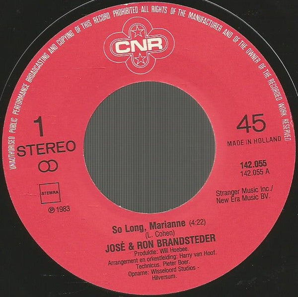 José (3) & Ron Brandsteder : So Long, Marianne (7", Single)