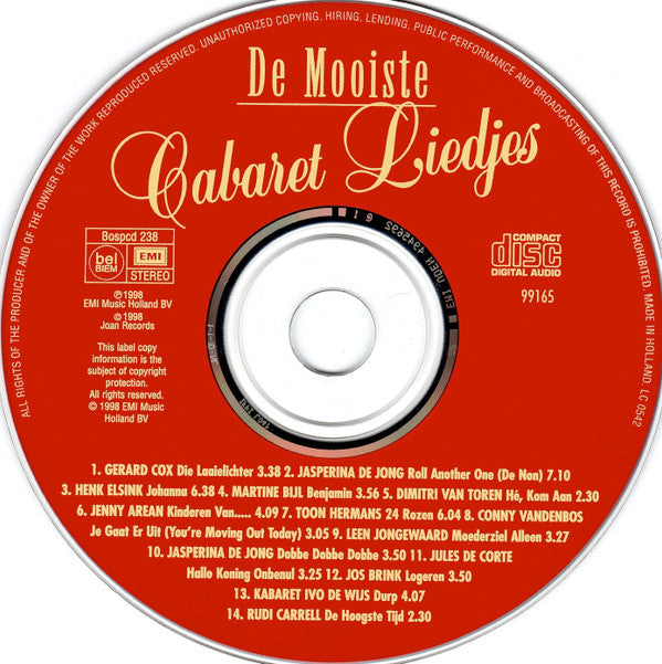 Various : De Mooiste Cabaret Liedjes (CD, Comp)