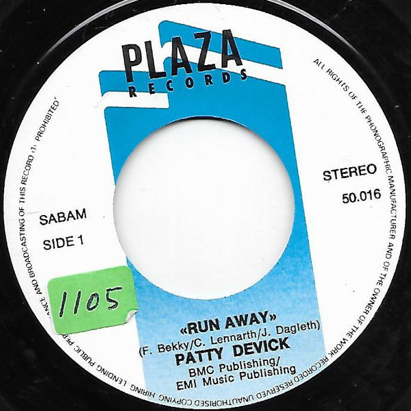 Patty Devick : Run Away (7", Single)