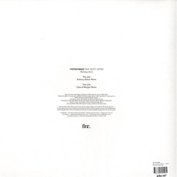 Tiefschwarz Feat. Mattie Safer : Warning Siren Vinyl II (12")