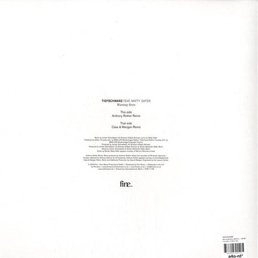 Tiefschwarz Feat. Mattie Safer : Warning Siren Vinyl II (12")
